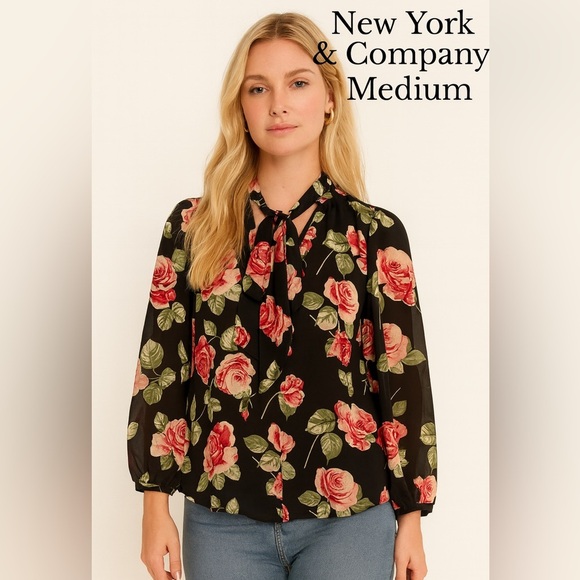 New York & Company Tops - 🌹 New‎ York & Company Floral Blouse (Size Medium)